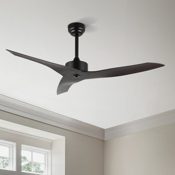 Aldrin 50" Modern Minimalist Iron/Plastic Mobile-App/Remote-Controlled 6-Speed Razor Ceiling Fan - JONATHAN Y